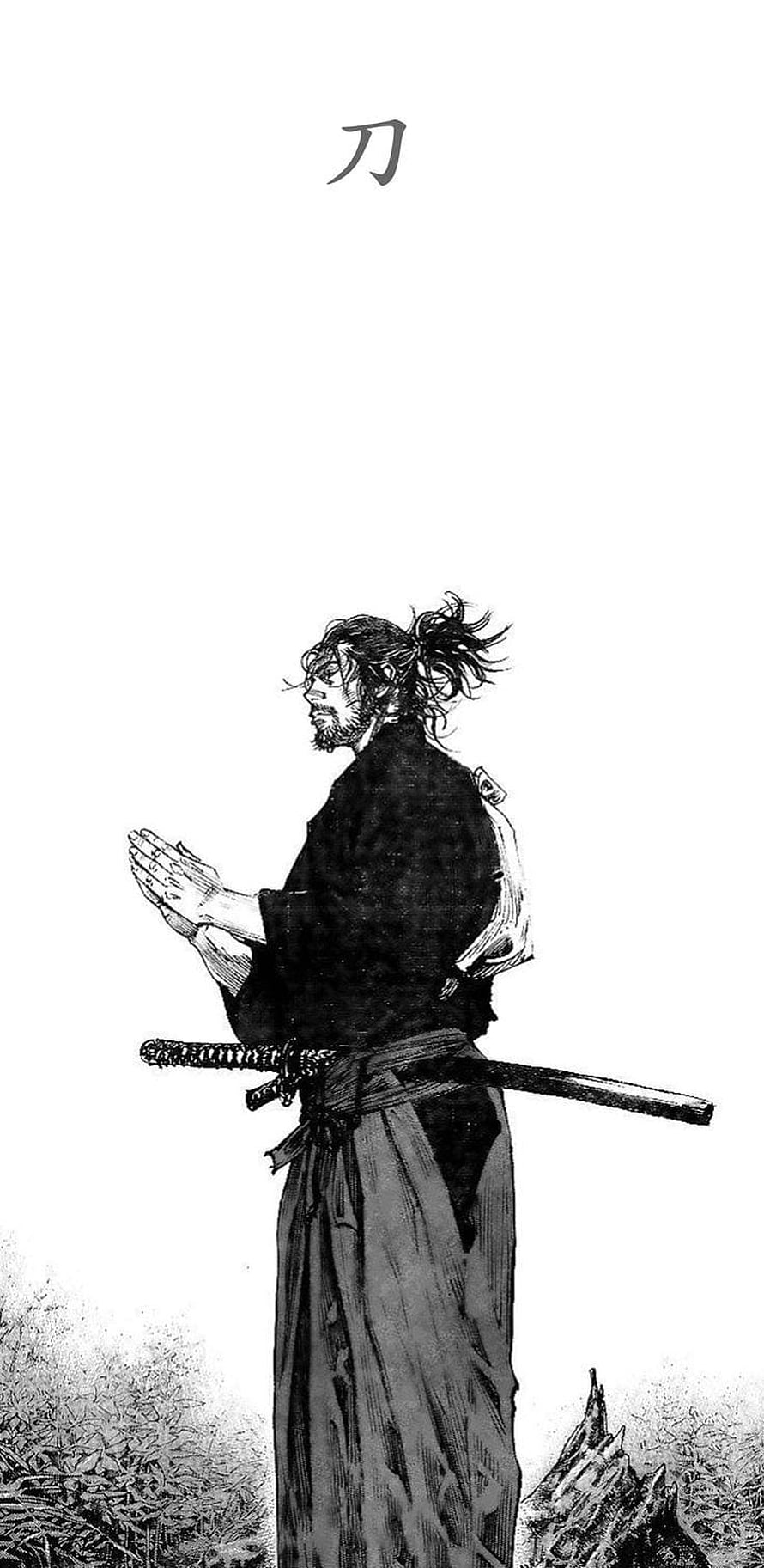 Samurai with katana in traditional robes manga style illustration, Vagabond, Musashi, Takezo, Manga HD phone wallpaper