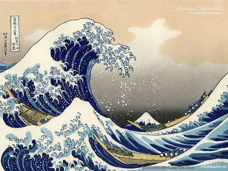 The Great Wave off Kanagawa by Katsushika Hokusai Japanese Woodblock Print HD wallpaper