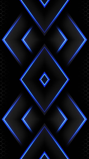 Abstract Blue Neon Geometric Diamond Pattern on Black Background HD phone wallpaper