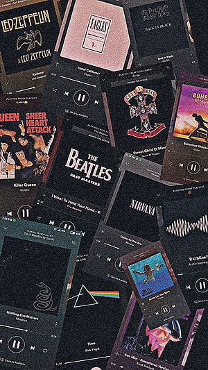 Classic Rock Legends Music Player Interface Collage Wallpaper HD phone wallpaper
