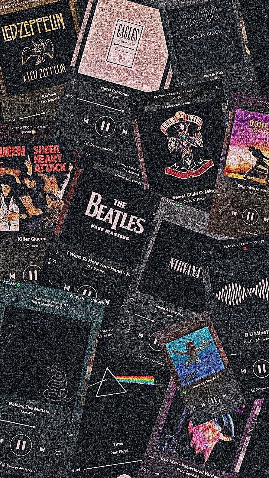 Classic Rock Legends Music Player Interface Collage Wallpaper HD phone wallpaper