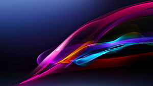 Abstract Colorful Light Streaks and Flowing Ribbons on Dark Blue Background HD wallpaper
