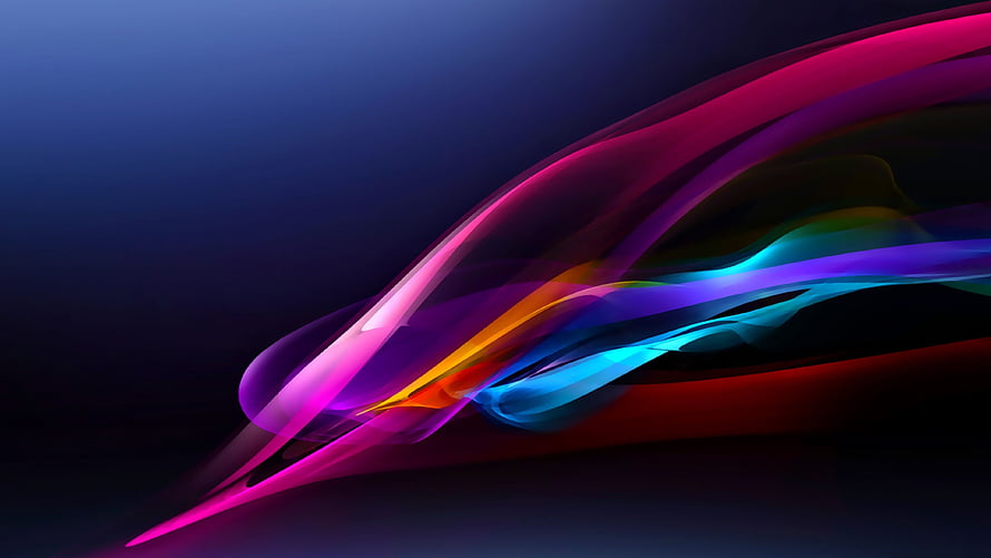 Abstract Colorful Light Streaks and Flowing Ribbons on Dark Blue Background HD wallpaper