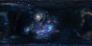 Stunning 360 Degree Panorama of Deep Space Featuring a Spiral Galaxy and Colorful Nebula HD wallpaper