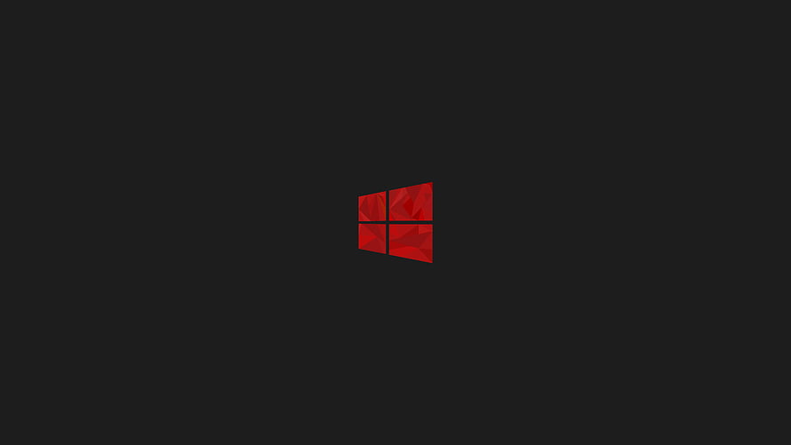Windows 10 Red Minimalist Logo on Dark Background HD wallpaper
