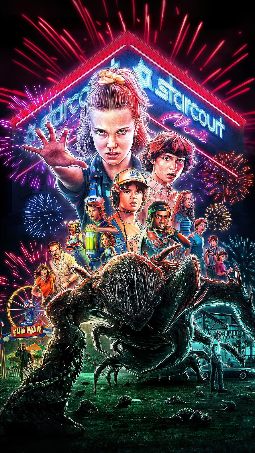 Stranger Things Season 4 Poster Art Featuring Eleven, Demogorgon, and Hawkins Crew HD phone wallpaper