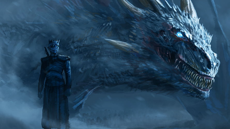 Night King and White Dragon in Misty Frost from Game of Thrones HD wallpaper