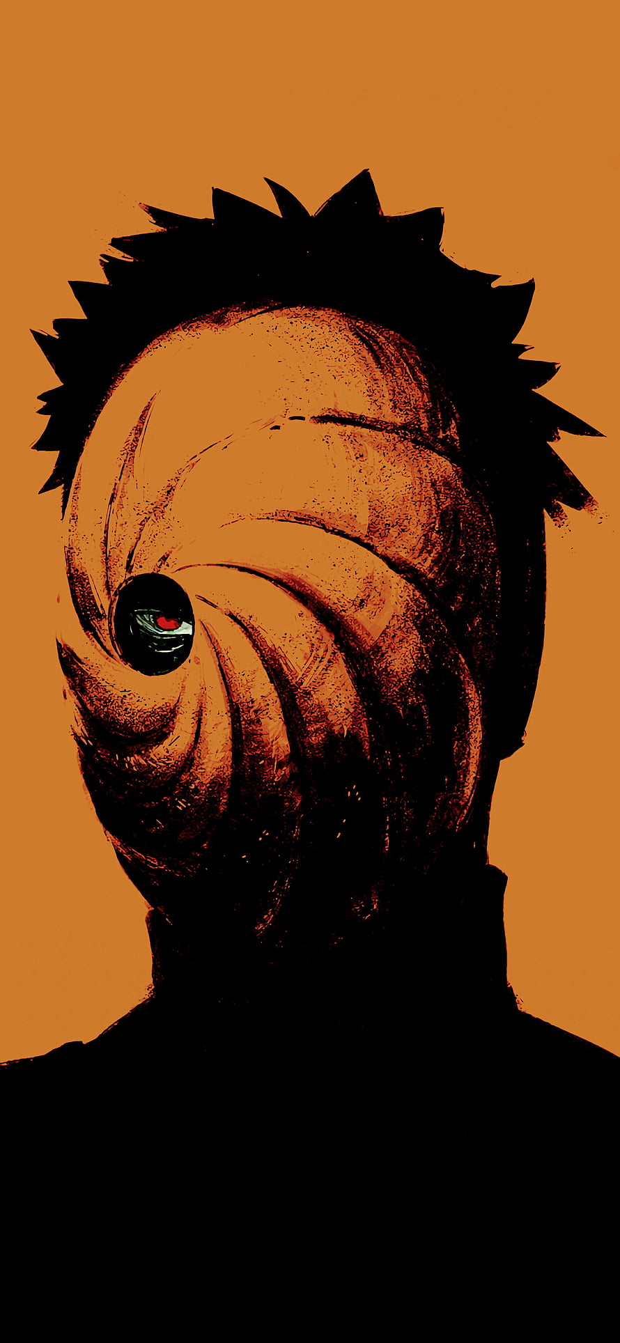 Tobi Revealing Sharingan Eye in Orange Mask Anime Art HD phone wallpaper