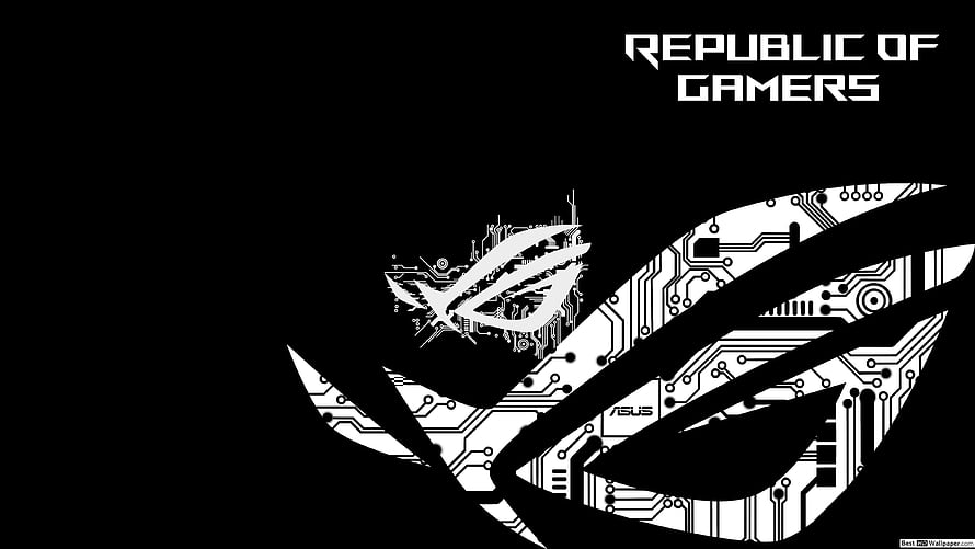 Republic of Gamers ROG Eye Logo with Circuit Board Pattern HD wallpaper