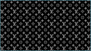 Louis Vuitton Monogram Pattern Black Background with Classic LV Logo and Floral Motifs HD wallpaper