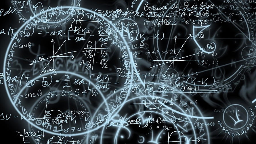 Glowing Blue Mathematical Equations and Physics Formulas on Dark Background HD wallpaper