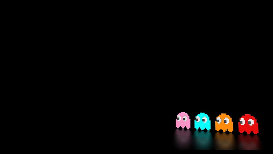 Pac-Man Ghosts Pixel Art Wallpaper, Gaming, Black Gaming HD wallpaper