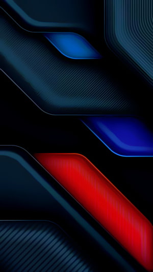 Abstract Dark Blue and Red Geometric Shapes with Neon Glow and Carbon Fiber Texture HD phone wallpaper