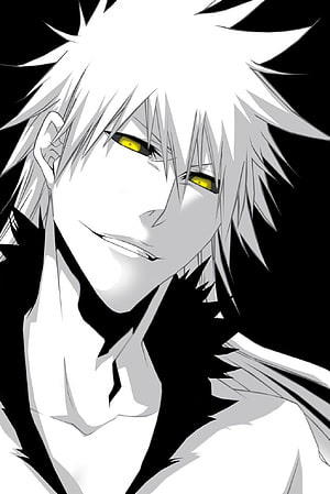 Hollow Ichigo Kurosaki Anime Character Portrait with White Hair and Yellow Eyes HD phone wallpaper