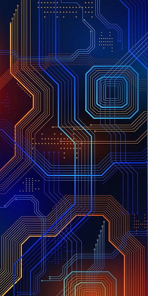 Abstract Circuit Board Technology Background With Blue And Orange Lines HD phone wallpaper