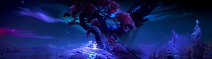 Ori and the Will of the Wisps Nighttime Forest Scene with Glowing Tree and Character HD wallpaper