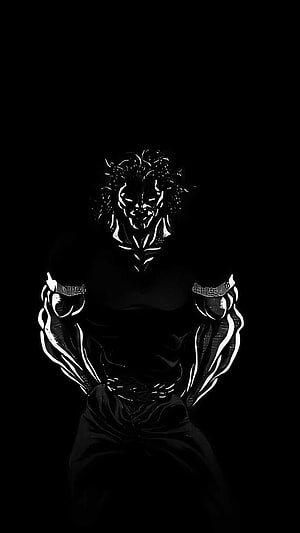 Dark Anime Character With Glowing White Veins And Muscular Build HD phone wallpaper