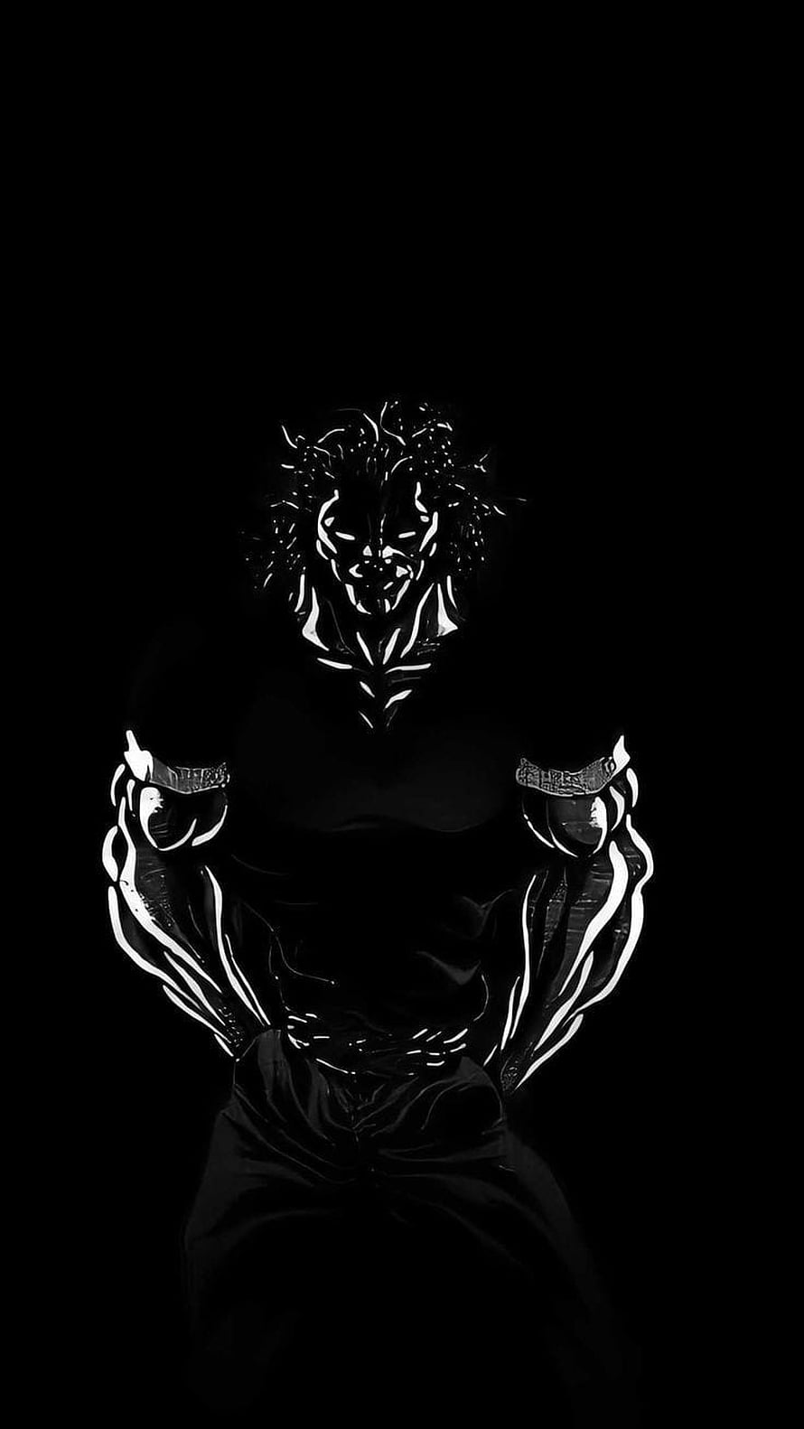 Dark Anime Character With Glowing White Veins And Muscular Build HD phone wallpaper