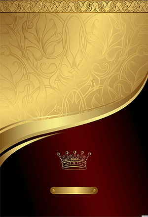 Luxurious Gold and Deep Red Royal Crown Background with Ornate Floral Patterns HD phone wallpaper