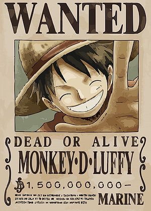 Monkey D. Luffy Wanted Poster from One Piece Anime HD phone wallpaper