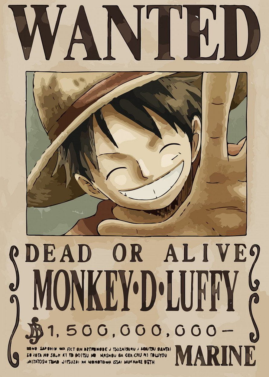 Monkey D. Luffy Wanted Poster from One Piece Anime HD phone wallpaper