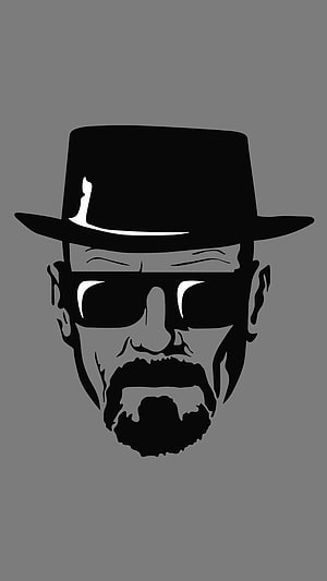 Breaking Bad Walter White Minimalist Black and Grey Vector Portrait Illustration HD phone wallpaper