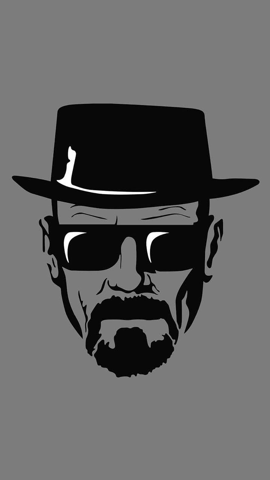 Walter White Heisenberg Minimalist Black and Grey Vector Portrait HD phone wallpaper