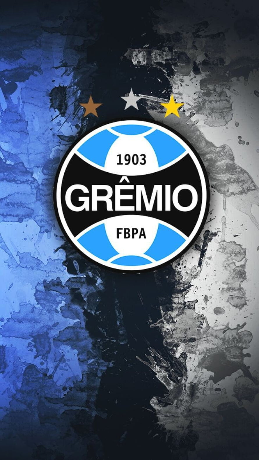 Grêmio FBPA Official Club Crest on Textured Blue and Black Grunge Background HD phone wallpaper