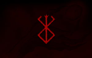 Berserk Brand of Sacrifice Red Symbol on Dark Background HD wallpaper