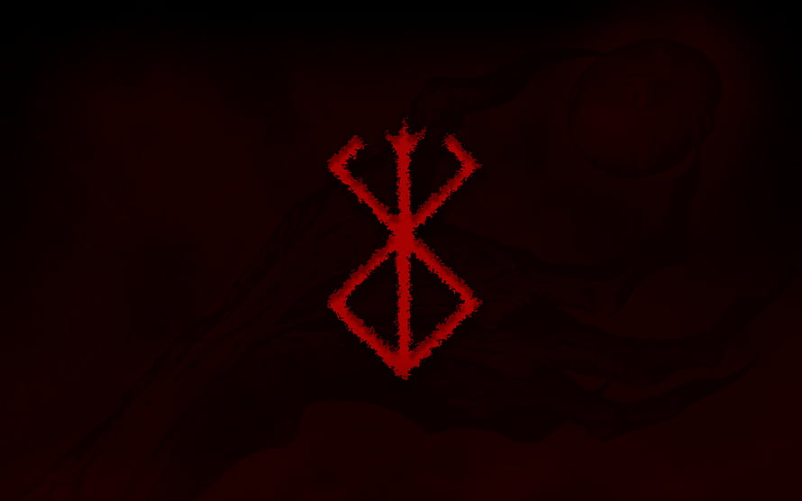 Berserk Brand of Sacrifice Red Symbol on Dark Background HD wallpaper