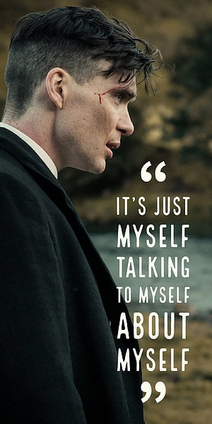 Tommy Shelby Profile Portrait with Facial Wound and Motivational Quote Overlay HD phone wallpaper