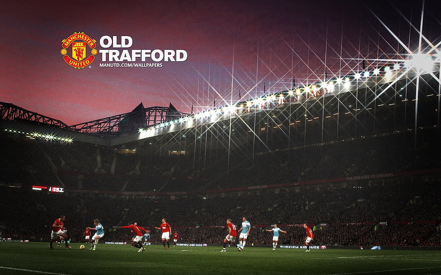 Manchester United Old Trafford Stadium Night Match Action, Manchester United iPad HD wallpaper