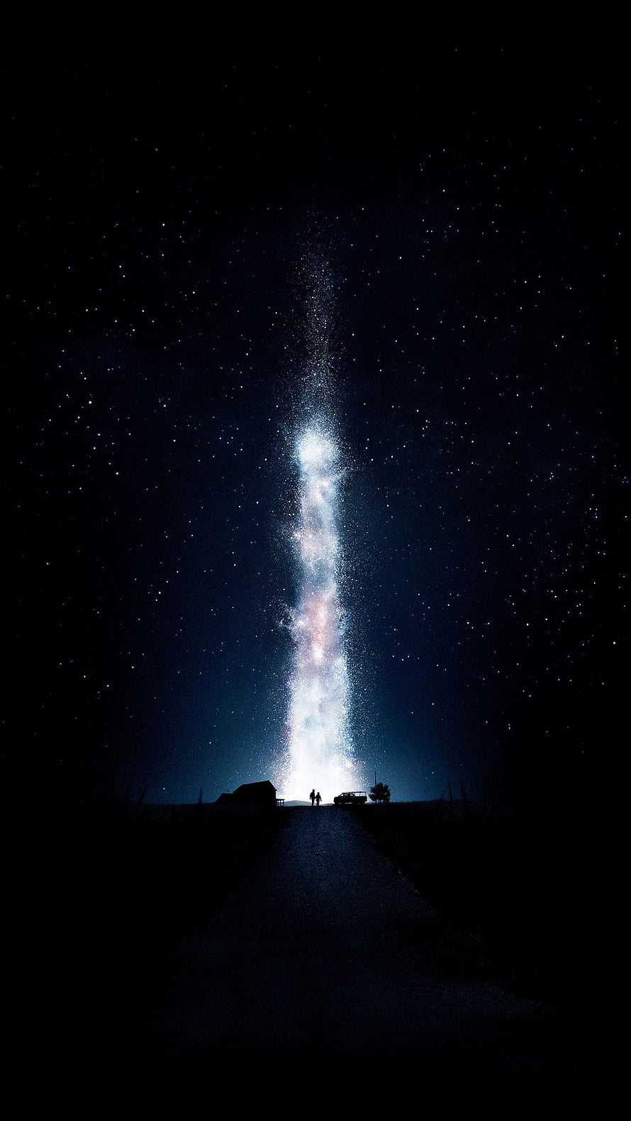 Vertical Milky Way Galaxy Over Rural Road With Silhouetted Figures And Car HD phone wallpaper