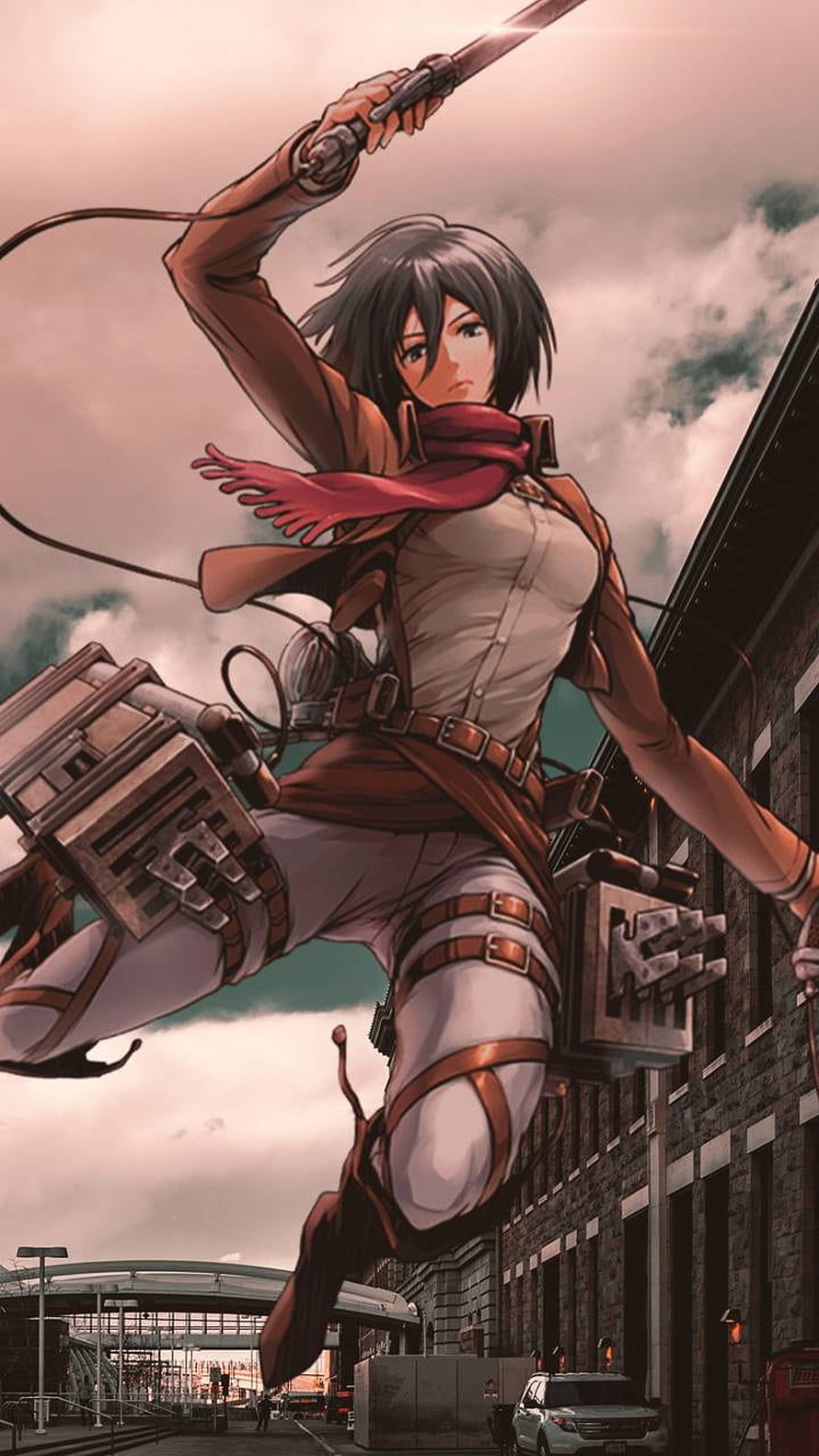 Mikasa Ackerman wielding blades in Survey Corps uniform with omni-directional mobility gear, Mikasa Ackerman, Levi Ackerman and Mikasa HD phone wallpaper