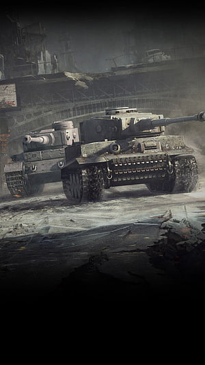 Tiger Tank Advancing Through War-Torn Urban Ruins in Dramatic Concept Art HD phone wallpaper