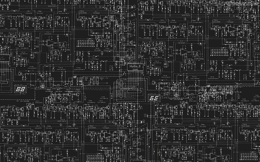 Intricate Electronic Circuit Board Schematic Pattern with Technical Diagrams and Component Layouts HD wallpaper