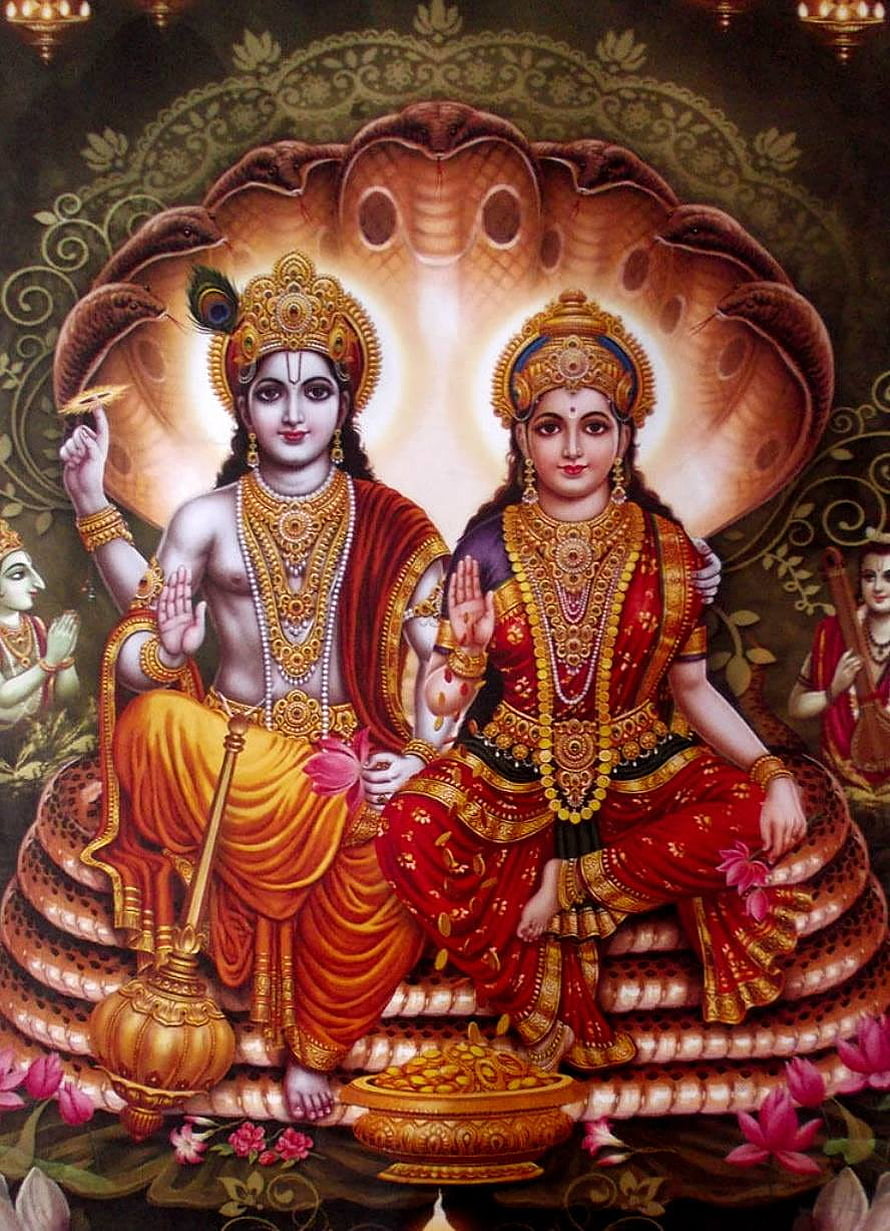 Lord Shiva and Goddess Parvati Sitting on Coiled Serpents with Five Heads HD phone wallpaper