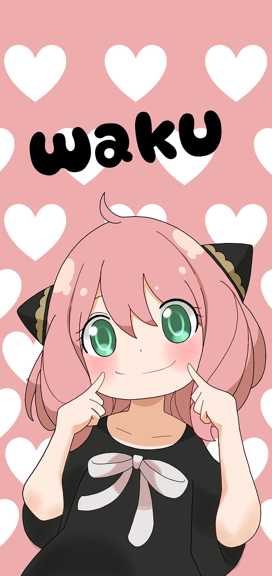 Anya Forger from Spy x Family in a cute cat-eared outfit with pink hair and green eyes HD phone wallpaper