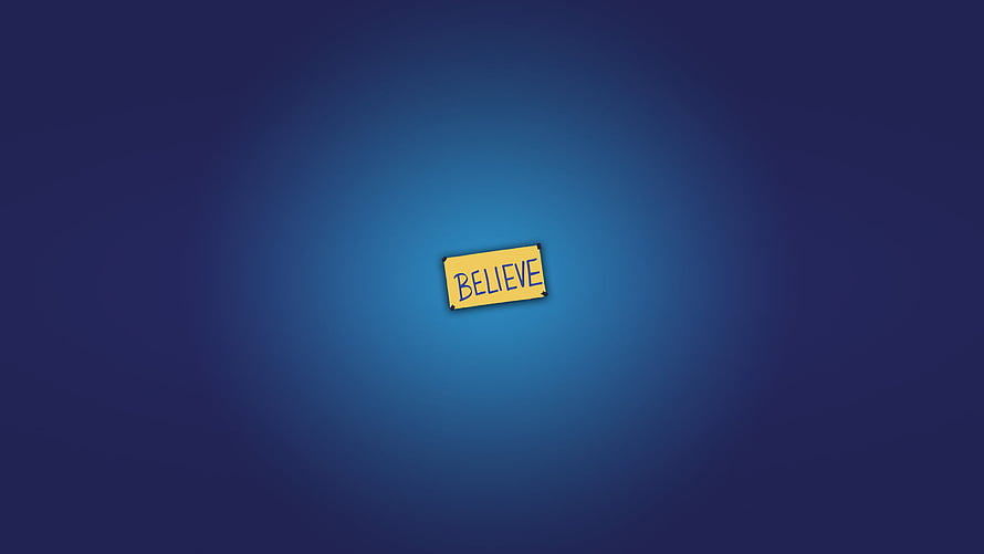Ted Lasso Believe Motivational Quote on Blue Gradient Background HD wallpaper