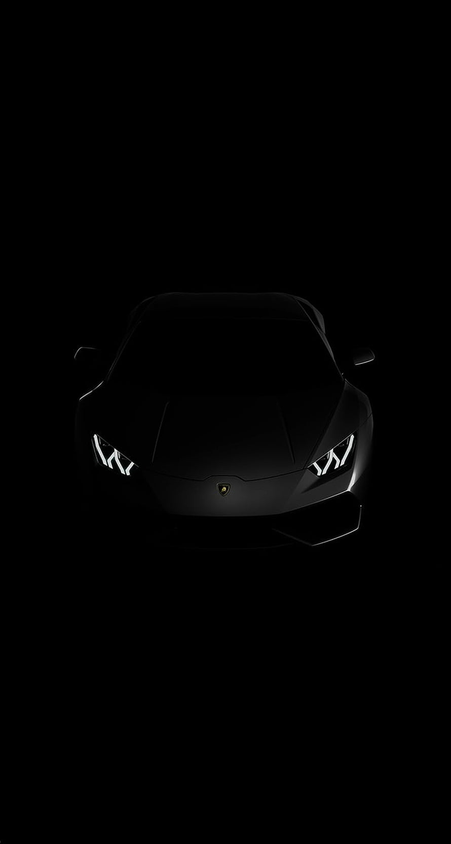 Lamborghini Huracan Front View in Dark Atmosphere with Glowing Headlights HD phone wallpaper