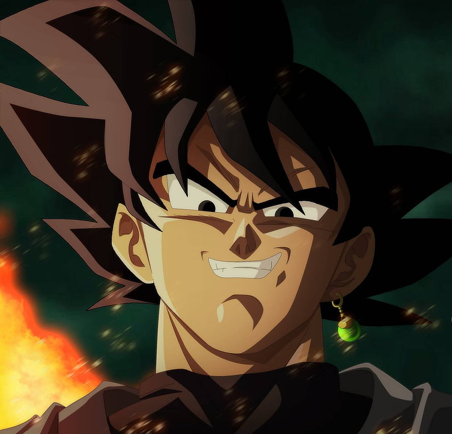 Goku Black Dragon Ball Super Anime Character Portrait With Green Earring And Fiery Background HD wallpaper