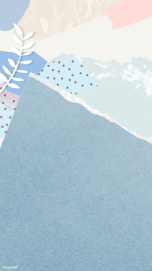 Pastel Abstract Collage with Vintage Leaf Motif and Textured Paper Layers HD phone wallpaper
