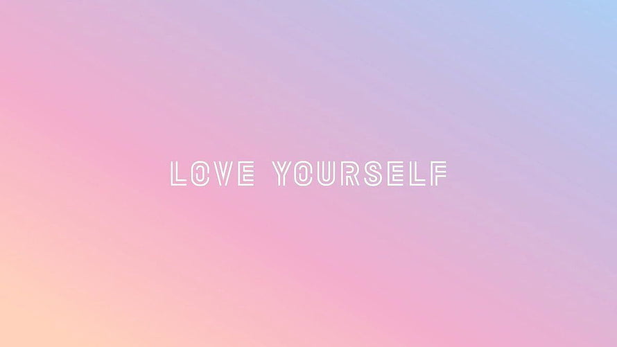 Pastel Gradient Self-Love Quote Wallpaper with Soft Pink and Blue Tones HD wallpaper