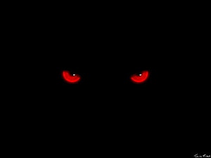 Glowing Red Eyes in Pitch Black Darkness Minimalist Horror Art HD wallpaper