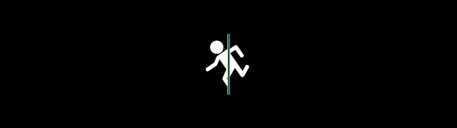 Minimalist White Running Man Icon Split by Vertical Color Line on Black Background, Dual monitor portal []. , Dual monitor , 5120X1440 Dual Screen HD wallpaper