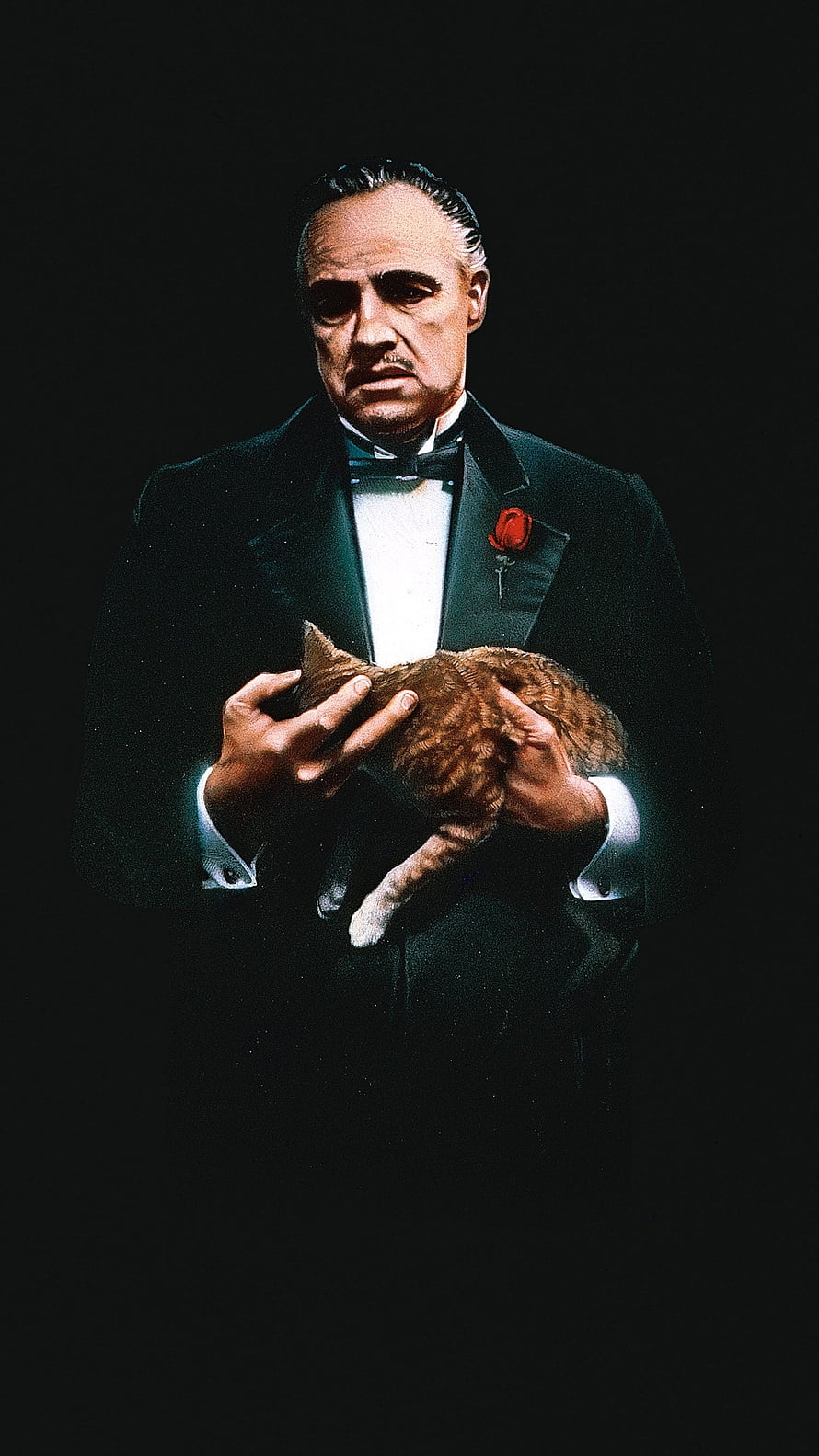 The Godfather Marlon Brando Holding Cat in Formal Tuxedo Portrait HD phone wallpaper
