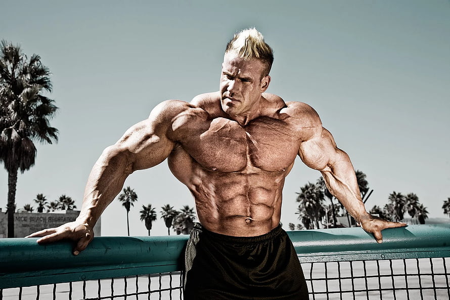 Jay Cutler Bodybuilder Poses Shirtless on Beach Tennis Court HD wallpaper