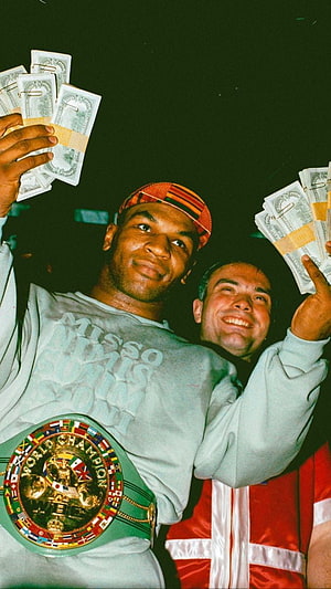 Mike Tyson Holding Cash and World Champion Boxing Belt HD phone wallpaper
