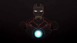 Iron Man Arc Reactor Neon Outline on Dark Grid Background, Iron Man, Cinema HD wallpaper