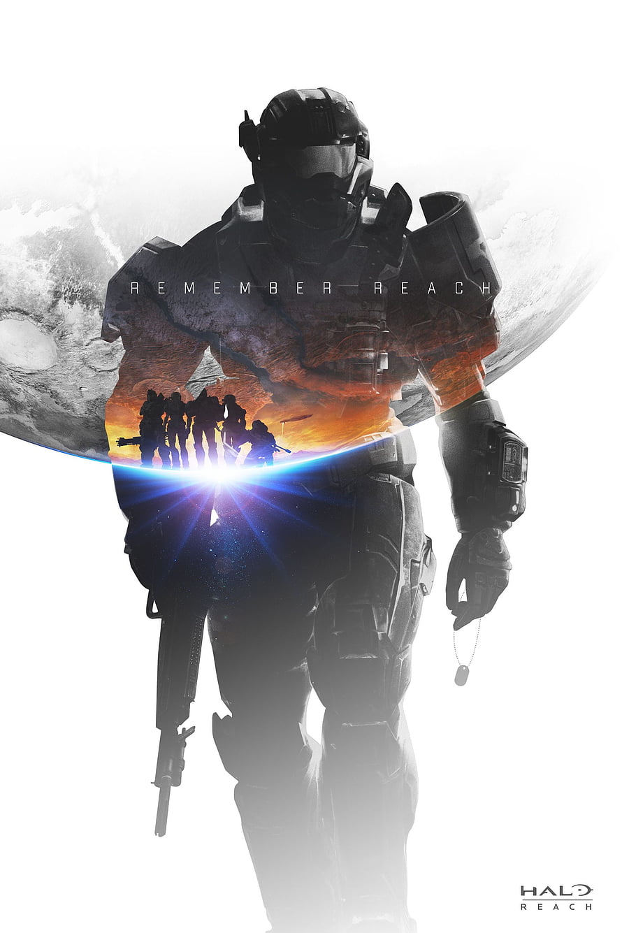 Halo Reach Master Chief Silhouette with Team Silhouettes and Planet Horizon HD phone wallpaper